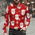 thumbnail image 2 of Men's Ugly Christmas Hawaiian Shirt Long Sleeve Button Down with Santa Claus Print Casual Holiday Party Blouse Festive Funny Xmas Top, 2 of 8