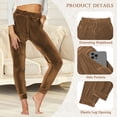 thumbnail image 3 of TEMOFON Lounge Jogger Pants for Women Velour Comfy Casual Sweatpants – Brown Joggers with Elastic Waist L, 3 of 7