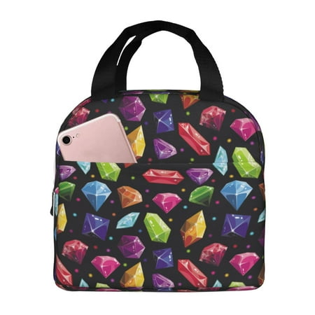 Insulated Lunch Bag for Women Men - Colorful Diamond Leakproof Cooler Lunch Box for Women Men  Lunch Tote Bags for Work School Picnic Travel
