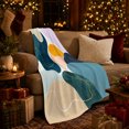 thumbnail image 3 of Abstract Blue Gold and Lavender Shapes, Dreamy Modern Style for Art Lovers, Soft Geometric Color Flow and Housewarming Gift, Cozy Flannel Blanket for Bedroom and Living Room, Home Decor, 3 of 9