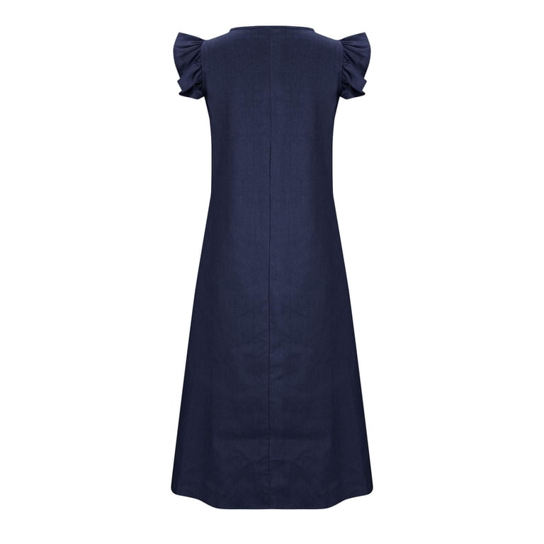 green emerald velvet dress Dark Wash V Neck Ruffle Sleeve Denim Mini Dress