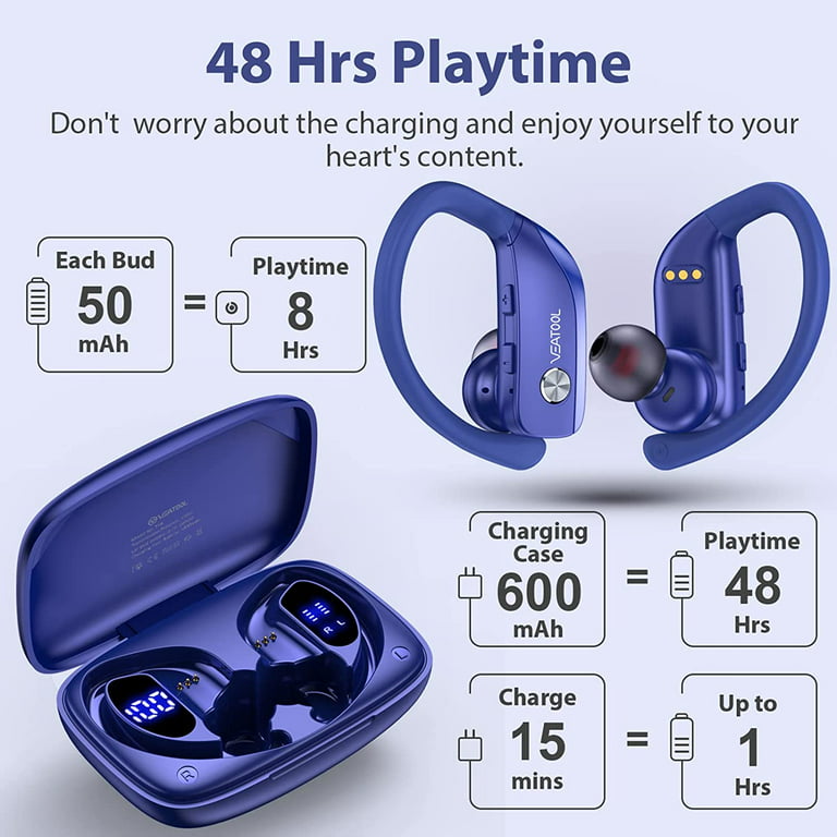 Wireless Earbuds, Bluetooth 5.0 True Wireless Headphones Sports Bluetooth  Earphones Over-Ear Noise Cancelling Earbuds with LED Display Over-Ear Buds