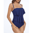 thumbnail image 4 of Firpearl Women's Bandeau One Piece Swimsuit Layered Ruffle Swimwear Flounce Bathing Suit, 4 of 6