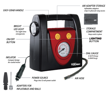 Hyper Tough DC12V Cordless Portable Pistol Tire Inflator with Pre-set  Digital Gauge, Black 