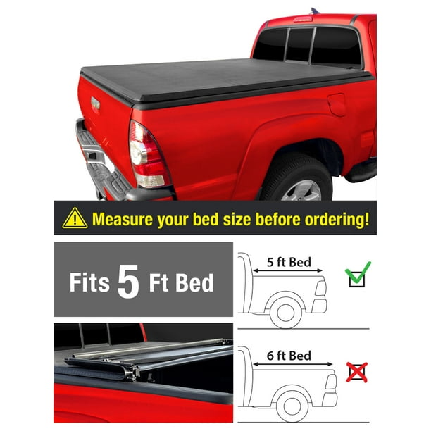 Soft Tri Fold Truck Bed Tonneau Cover For 2019 Toyota Tacoma Fleetside 5 Bed For Models With Or Without The Deckrail System Walmart Com Walmart Com