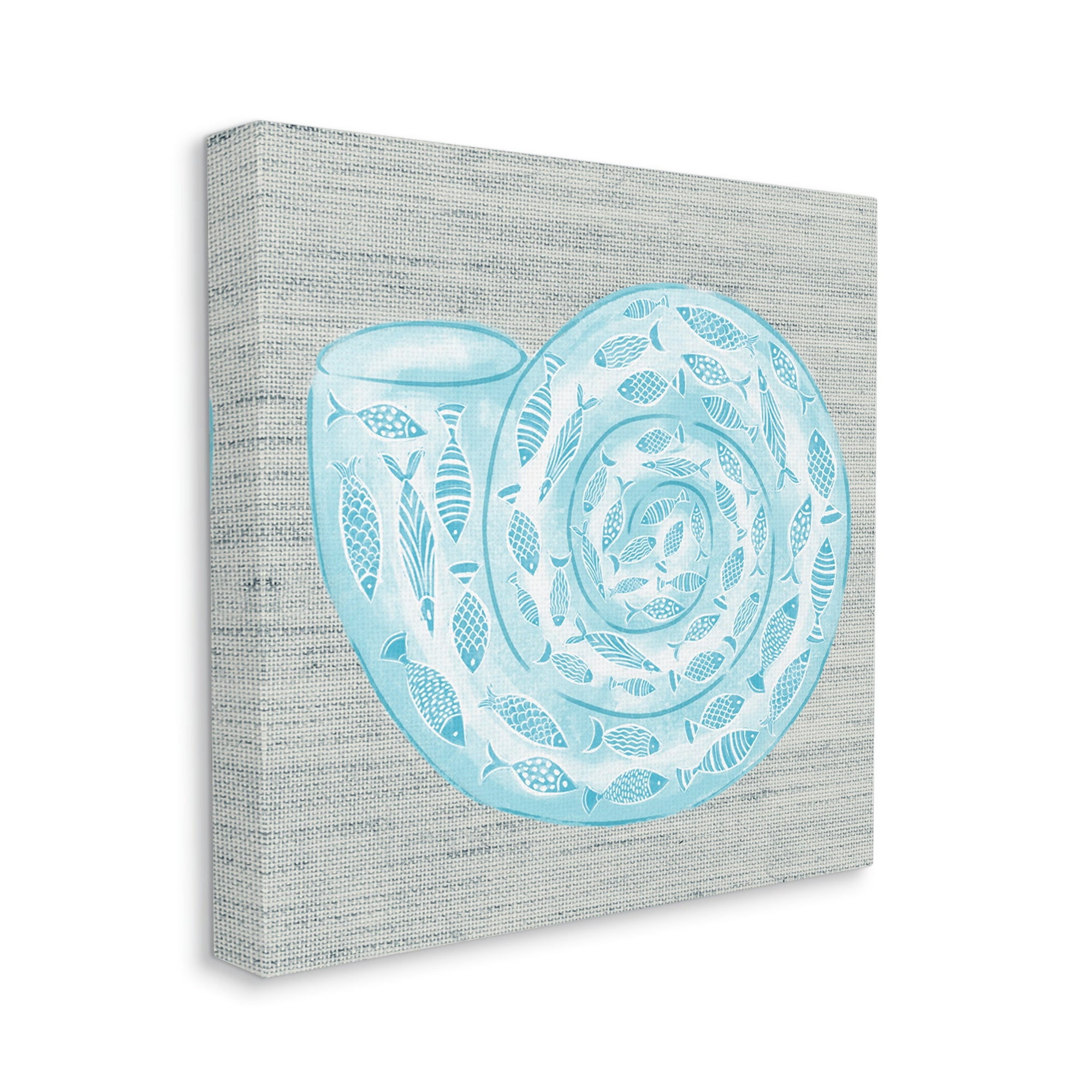 Stupell Industries Fish Patterned Seashell Spiral Shell Sea Life Graphic Art Gallery Wrapped Canvas Print Wall Art, Design by Ziwei Li