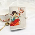 thumbnail image 3 of Cartera corta de mujer hecha a mano con estampado artístico fresco de algodón y lino, 3 of 4