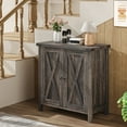 thumbnail image 3 of Armoire de Rangement d'Entrée Style Ferme - Buffet Moderne Blanc et Brun avec Tablette Ajustable, 2 Portes de Grange - Console d'Accent pour Salon, Salle à Manger, Cuisine, Couloir, 3 of 8