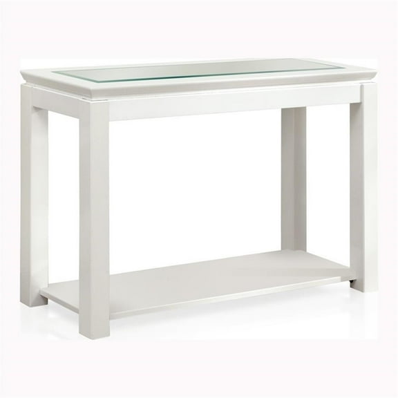 Kingfisher Lane Engineered Wood/Tempered Glass Console Table in Glossy White