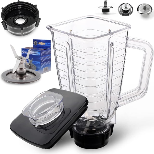 Vaso Licuadora Vidrio Completo Compatible Con Licuadoras Oster,Kit de reemplazo de jarra mezcladora de vidrio cuadrada para 5 tazas con cuchilla, junta, base y tapa Piezas de repuesto