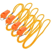 LEORX 4Pcs Portable Orange Plastic Multipurpose Whistle Pendant Loud Clear Sound with Lanyard