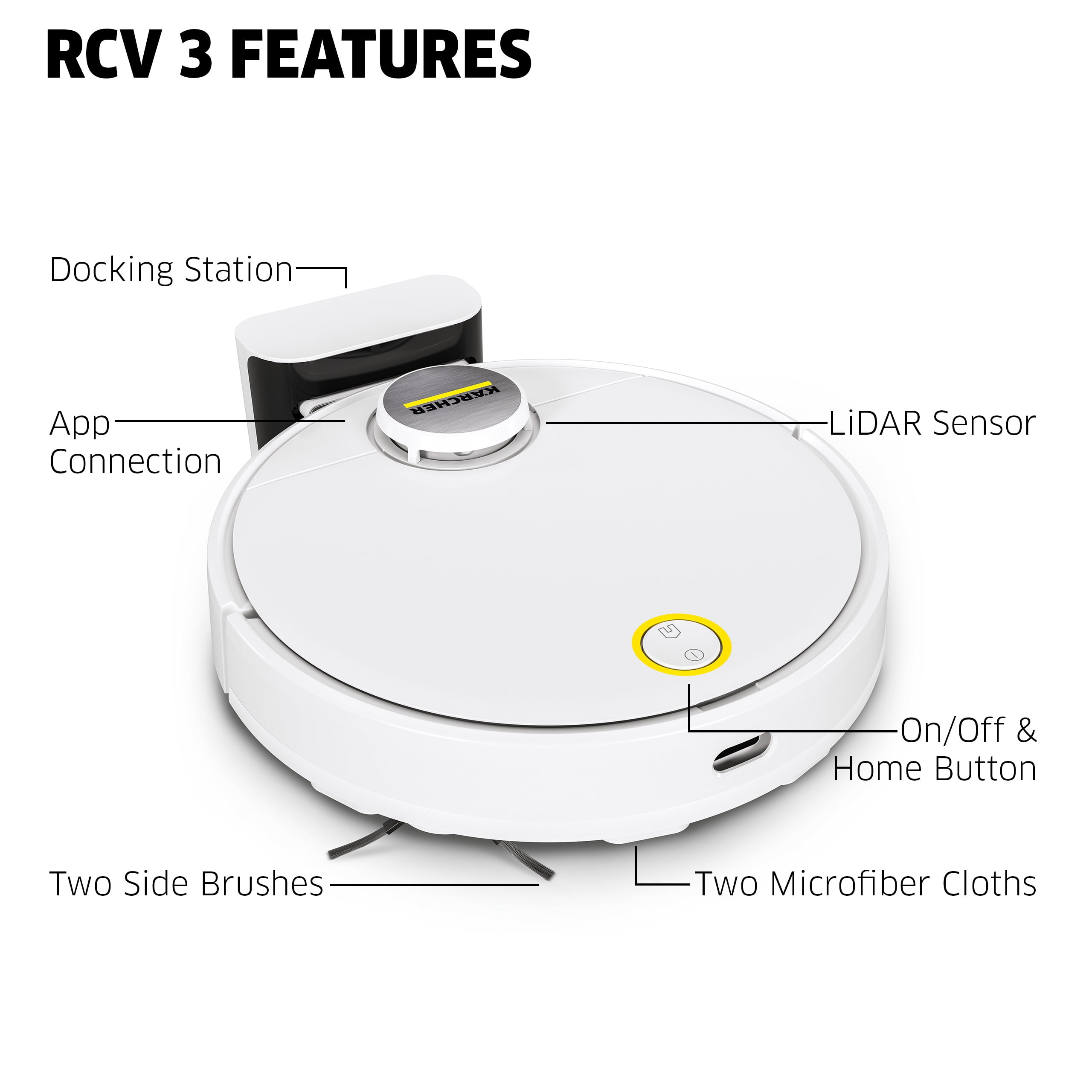 Karcher RCV 3, Robot Vacuum Cleaner, Mop Function, App, LiDar, Floor Mapping, Obstacle Detection - 120 min