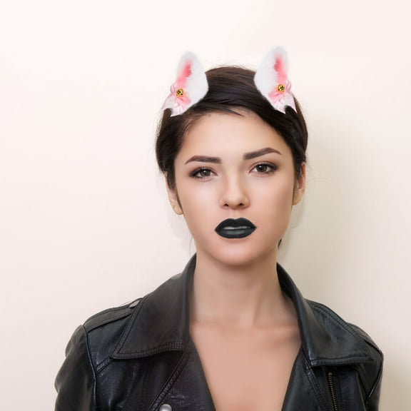 GOOHOCHY Clip on Cat Ears Cat Ear Hairpin Cat Ear Hair Clip 9.00X8.00X1.00CM White