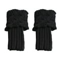 thumbnail image 2 of Women's Solid Cable Knit Leg Warmers Ribbed Knitted Crochet Winter Boot Socks-Black, 2 of 11