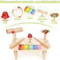 thumbnail image 6 of Kids Drum Set, 5 IN 1 Kids Musical Instruments Xylophone for Kids Toddlers, Wooden Percussion Instrument Baby Music Toys, Baby Sensory Toys Christmas Months Birthday New Year Gifts for Girls Boys, 6 of 10