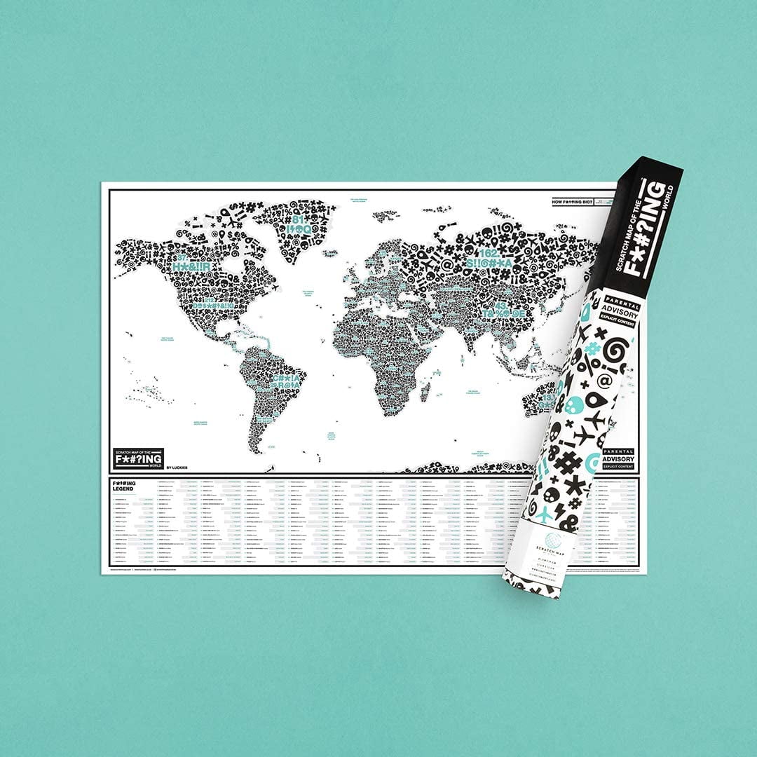 Luckies Of London Scratch Map Luckies Of London Ltd Scratch Map Of The F#?Ing World - Scratch Off Poster  Of Swear Words Around The World - Profanity | Walmart Canada