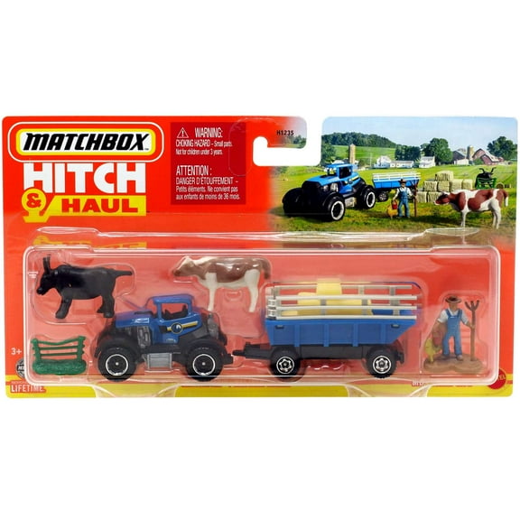 Matchbox Hitch & Haul Dirtstroyer / MBX Farm Trailer Diecast Vehicle (MBX Farm Life)