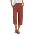 thumbnail image 2 of Women's Pants Elegant High Witless Solid Color High Waist Pocket Capris for Casual Pants, 2 of 8