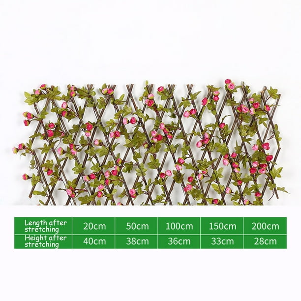 Goodhd Expanding Trellis Artificial Rose Flower Garden Wall Leaf Wood