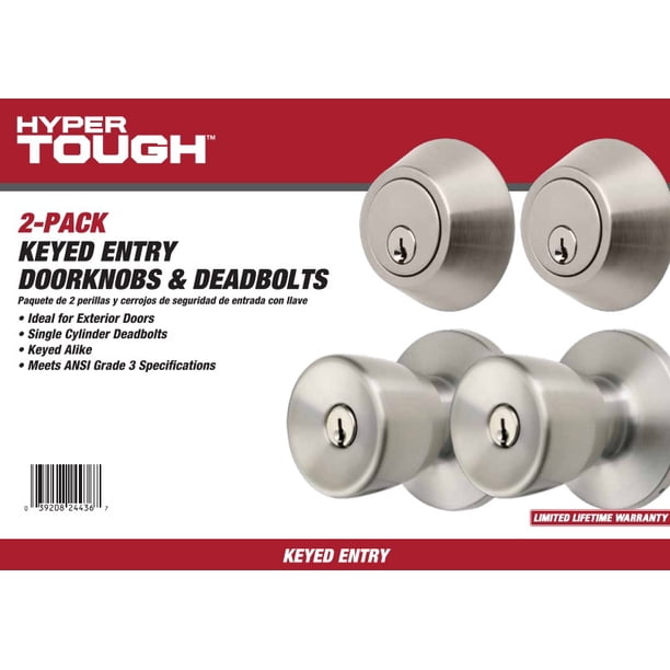 Hyper Tough Keyed Entry Tulip Style Doorknob and Deadbolt Double Hyper Tough Keyed Entry Tulip Style Doorknob and Deadbolt Double