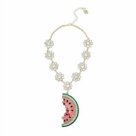 Betsey Johnson Women's Betsey's Backyard Watermelon Pendant Necklace