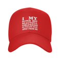 thumbnail image 2 of I Love My Super Hot Girlfriend So Please Stay Away From Me Baseball Cap Adjustable Trucker Sun Hat Outdoor Sport Casquette Hats for Men Women Red, 2 of 7