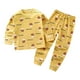 thumbnail image 4 of Caqnni Little Boys Little 2PCS Fall Pajama Outfits Long Sleeve Crew Neck Sweatshirt Top Elastic Waist Sweatpants Boys Clothes (Gold,6-12 Months), 4 of 4