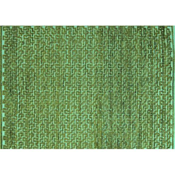 Ahgly Company Indoor Rectangle Abstract Turquoise Blue Modern Area Rugs, 4' x 6'