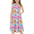 thumbnail image 6 of Spazoro Little & Big Girls A-Line Dress, Crew Neck Floral Print 2025 New Style Sleeveless Summer Dresses for Child Girls Multicolor Size 13 T, 6 of 7