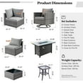 thumbnail image 3 of Ovios 10 Pieces Patio Fire Pit Set Outdoor Wicker Sectional Sofa Conversation Set with Swivel Rocking Chair,Dark Gray, 3 of 7