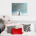 thumbnail image 3 of Orinice  Tree Wall Art Teal Blue Nature Tree of Life Abstract Canvas Painting Textured Picture, Modern Large Panoramic Landscape Artwork Framed for Living Room Bedroom Bathroom Office Home20x16in, 3 of 3