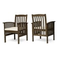 thumbnail image 1 of Pemberly Row Outdoor Dining Chair Traditional Slatted Gray Acacia Wood in Cream, 1 of 6
