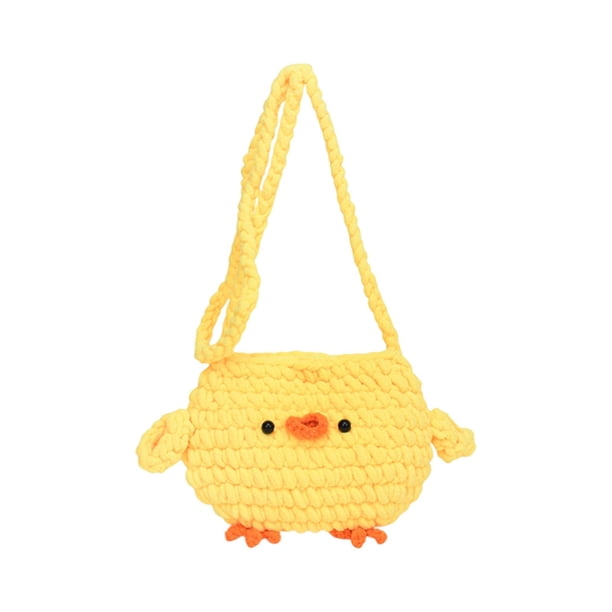 Bolso bandolera para mujer, bolso de ganchillo con dibujos animados para teléfono, ideal para viajes al aire libre. Amarillo
