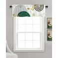 thumbnail image 3 of Boho Green Kitchen Valances for Windows Farmhouse Linen Window Valance Curtain for Living Room Window Treatment Gold Leaf Black Bohemian Plant Circle Flower Valance Rod Pocket Topper, 42 x 18 Inch, 3 of 6