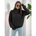 thumbnail image 6 of Women'S Turtle Neck Long Sleeve Knitted Cardigan Autumn and Winter Loose Knitted Cardigan with Zipper Black L, 6 of 9