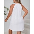 thumbnail image 3 of White Plus Size Halter Neck Eyelet Lace Sundress For Summer Beach Holiday, 3 of 6