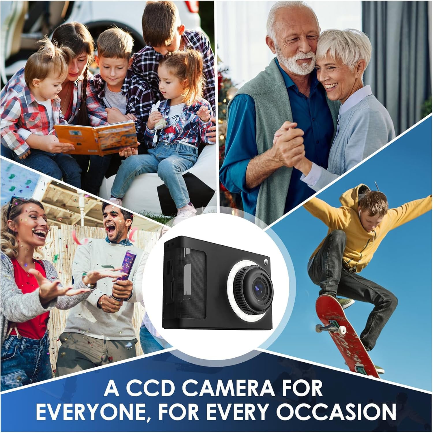 Digital Camera Kids Camera FHD 1080P 50MP Vintage Camera with 8X Zoom Anti Shake Portable Digital Cameras for Kids Teens Seniors Gift with 32GB Card Black