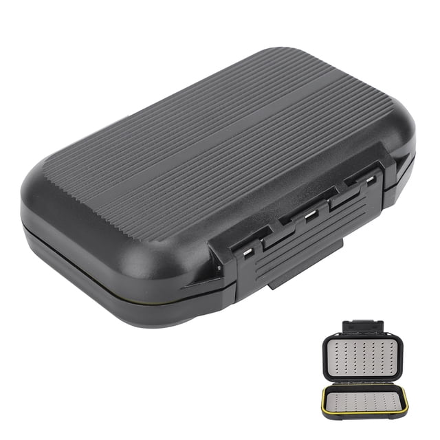Caja de cebo de pesca portátil negra, resistente al agua, doble capa, estuche de almacenamiento para señuelos, accesorio para aparejos