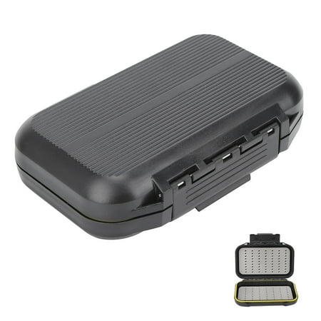 Black Portable Fishing Bait Box Waterproof Double Layer Fly Lure Storage Case Tackle Accessory Cccanaooolceie