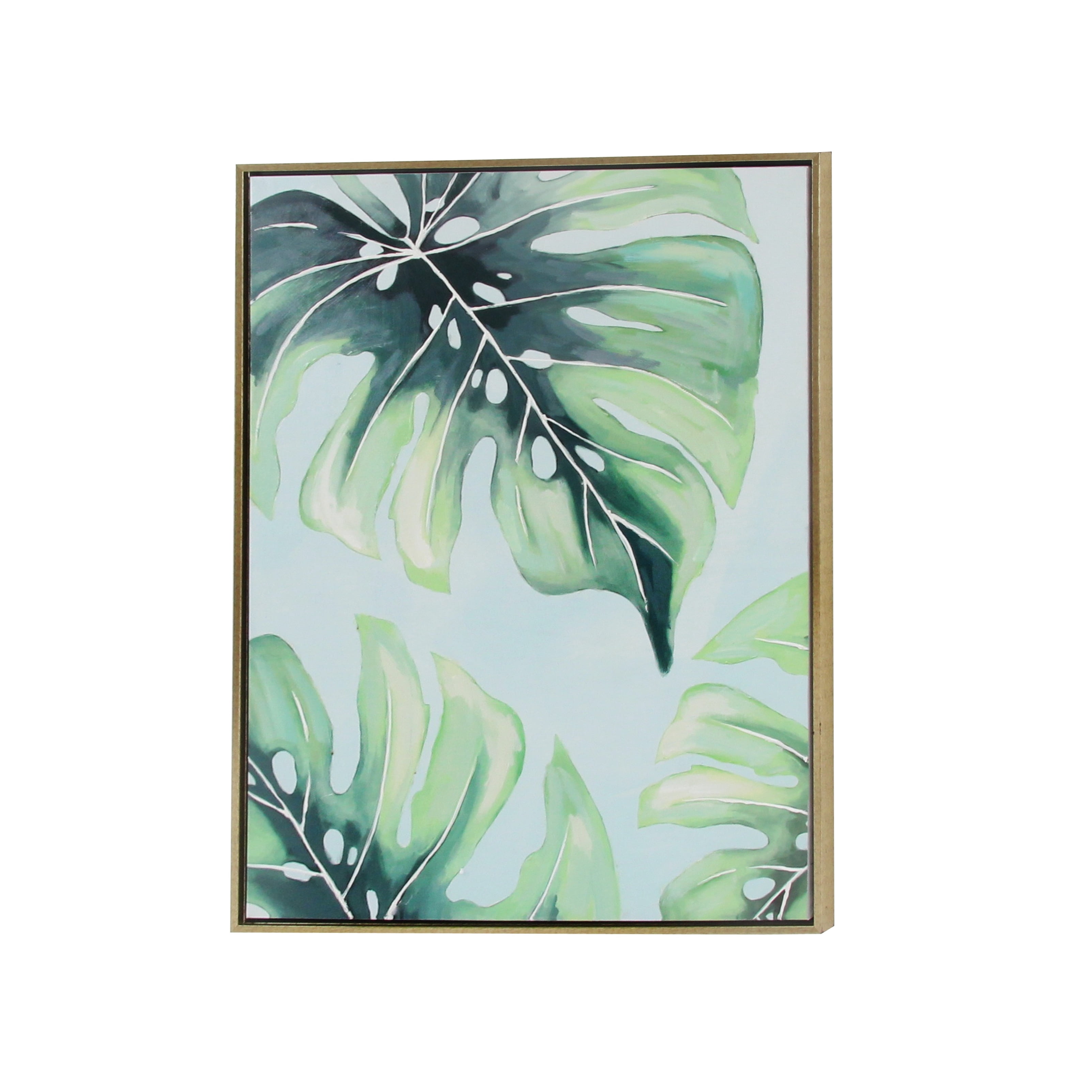 36" x 47" Monstera Leaf Framed Wall Art with Gold Frame, by CosmoLiving by Cosmopolitan
