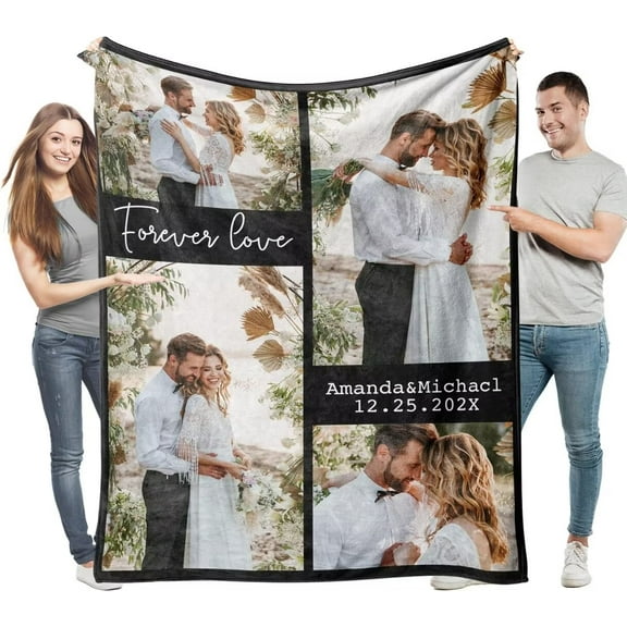 AISENIN Personalized Photo Blankets for Couples Gifts Custom Picture Throw Blanket Wife Husband Valentines Wedding Anniversay Ideas Customized Gift for Her Him