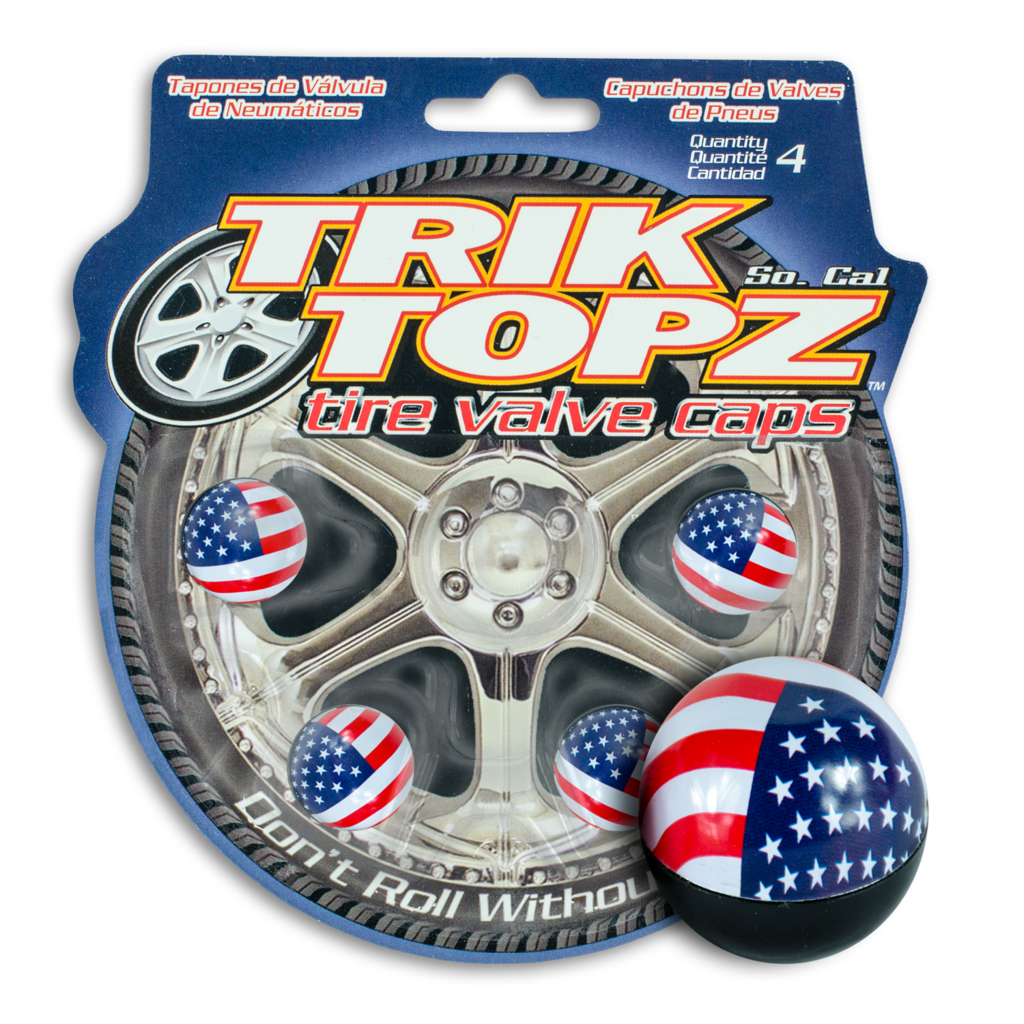 Flag Valve Cap USA (4 Pack)