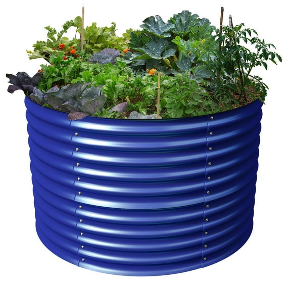 Olle Gardens 32" Tall x 42" Round Raised Garden Beds in Cobalt Blue