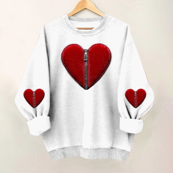 Wowcloth Woman's Crewneck Sweatshirt, Valentine's Day Print Long Sleeve, Fashion Casual for Daily Wear