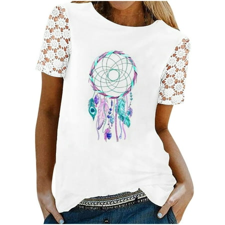 

Bospose O-Neck Shirt For Women Women Short Sleeve Shirt Corset Top Lace Top White Blouse Women S Fashion Summer re Print Tops Lady Casual Top Top Shirt 082 Xxl