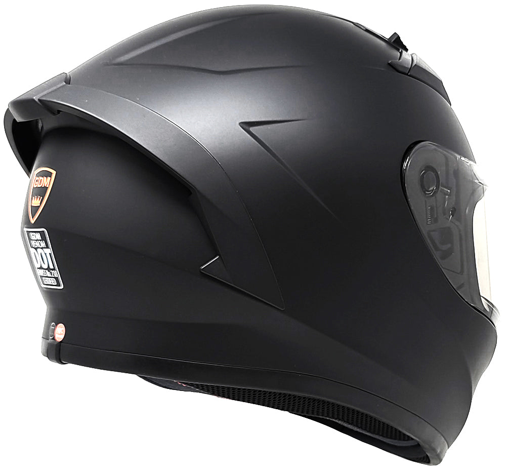 GDM VENOM Matte Black Full Face Motorcycle Helmet DOT with extra Visor for Men Women