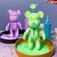 thumbnail image 2 of Escultura de oso fluido hecha a mano, muñeco de Bearbrick, adornos de oso violento, pintura de Graffiti, regalo de juguete para padres e hijos, decoración del hogar, 2 of 4