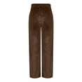 thumbnail image 5 of LRen Women's Velvet Pants High Waist Elegant Trousers with Pockets Work Business Ankle Pants ,Brown,L, 5 of 7