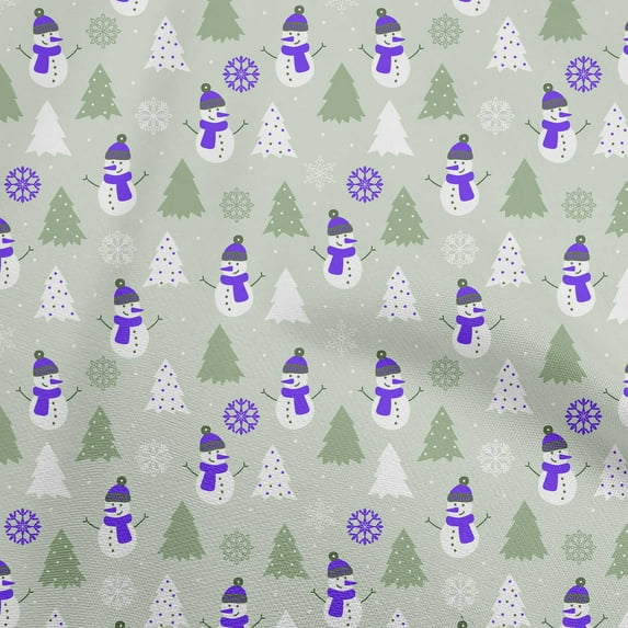 oneOone Rayon Light Mint Green Fabric Christmas Winter Theme Craft Projects Decor Fabric Printed By The Yard 56 Inch Wide