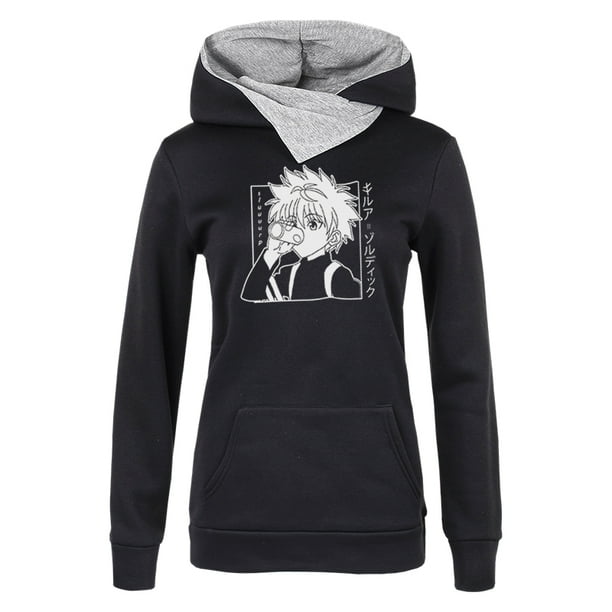 akoada hunter x hunter anime hoodie with pockets killua hisoka gon cowl  neck hooded sweatshirtxl blue style one